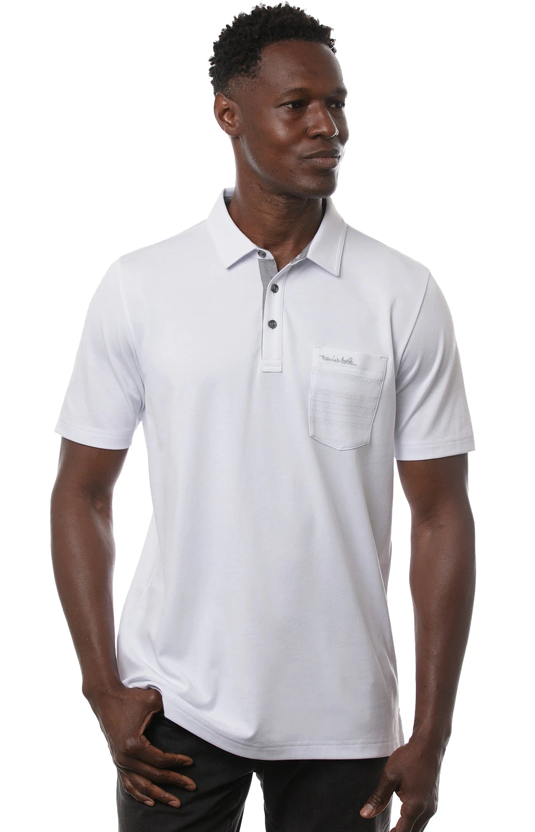 TravisMathew Get Iced White Mens Golf Polo 3 TravisMathew Get Iced White Mens Golf Polo