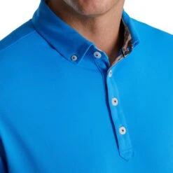 FootJoy Stretch Pique Vintage Floral Trim French Blue Mens Golf Polo -All Golf Shop 21652 FRENCHBLUE 2